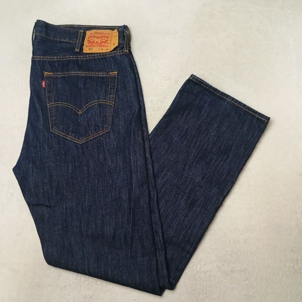 Levis 501 Jeans Mens 40x34 Blue Straight Classic Dark Wash Denim 5-Pocket
